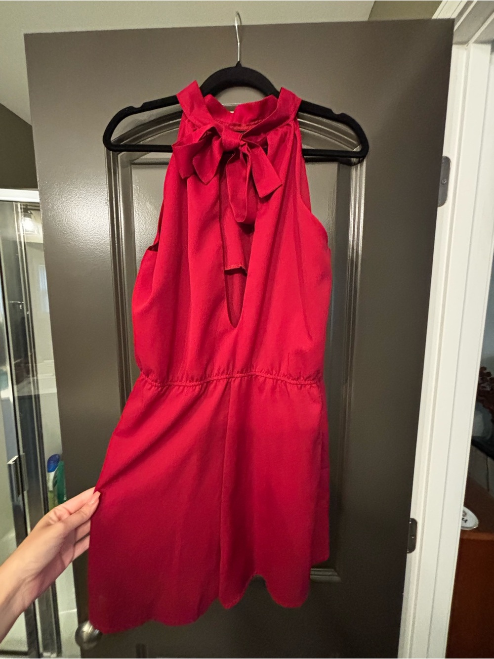 Red Halter Drawstring Dress - Picture 2 of 4